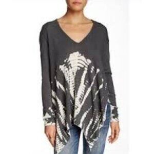 Young Fabulous & Broke YFB Tie Dye V-Neck Shark Bite Hem Tops, Sz S